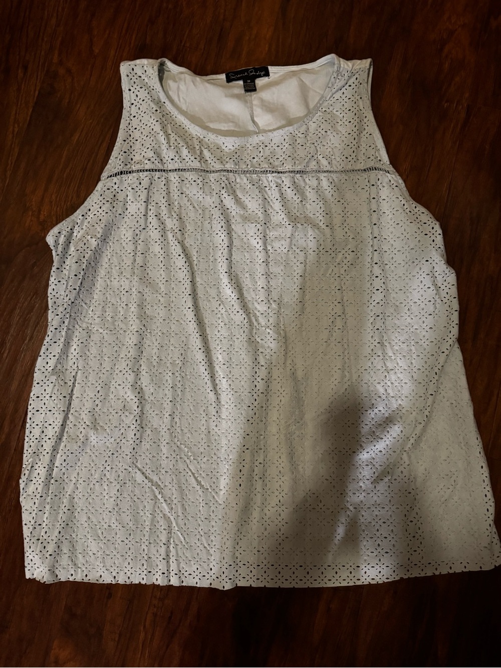 French Laundry Baby Blue EXTREMELY SOFT Eyelet Scoop Neck Tank